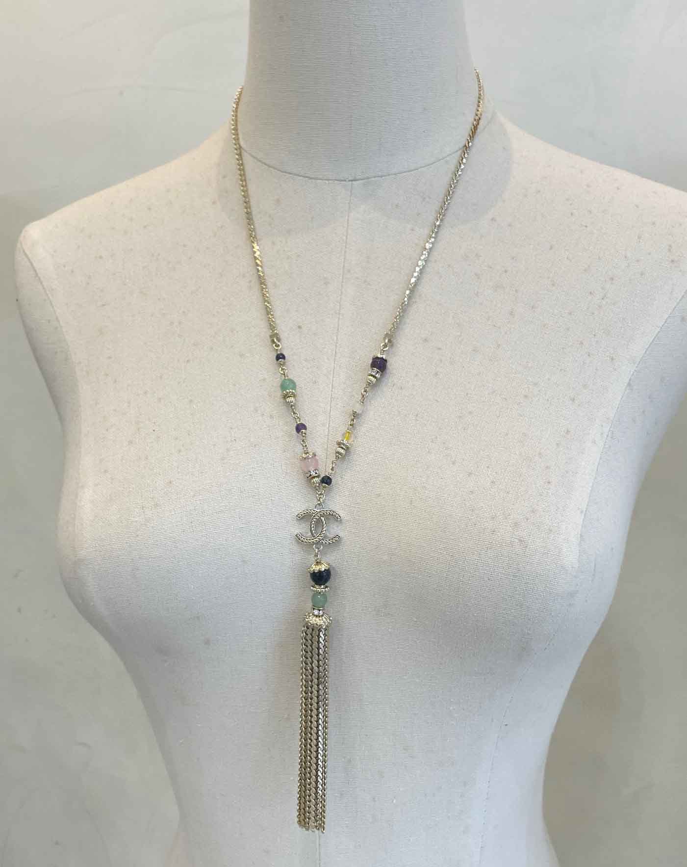 Luxury quality charm long chain pendant necklace with colorful beads in 18k gold plated have stamp box drop earring PS4092