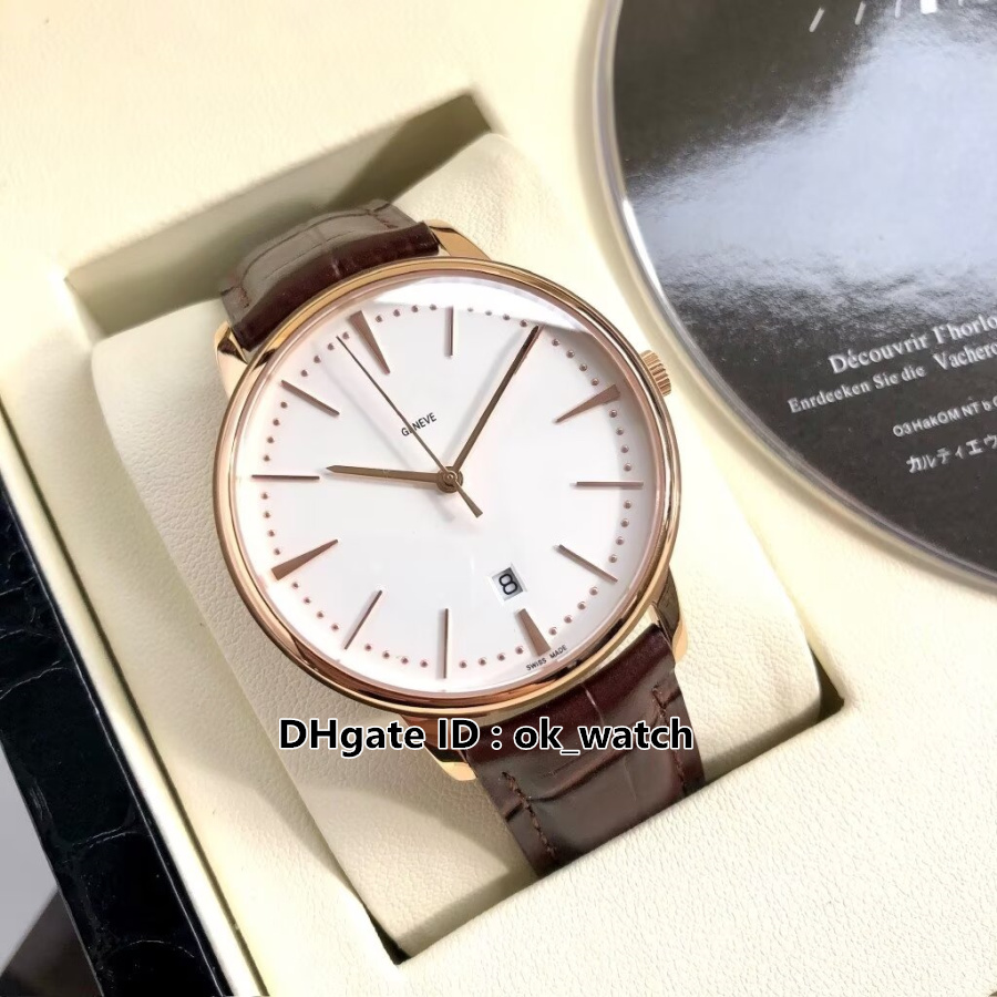 New Miyota 8215 Automatic Mens Watch 85180/000R-9248 40mm Rose Gold Case White Dial Sapphire Brown Leather Strap Sport Gents Watches 6 Colors