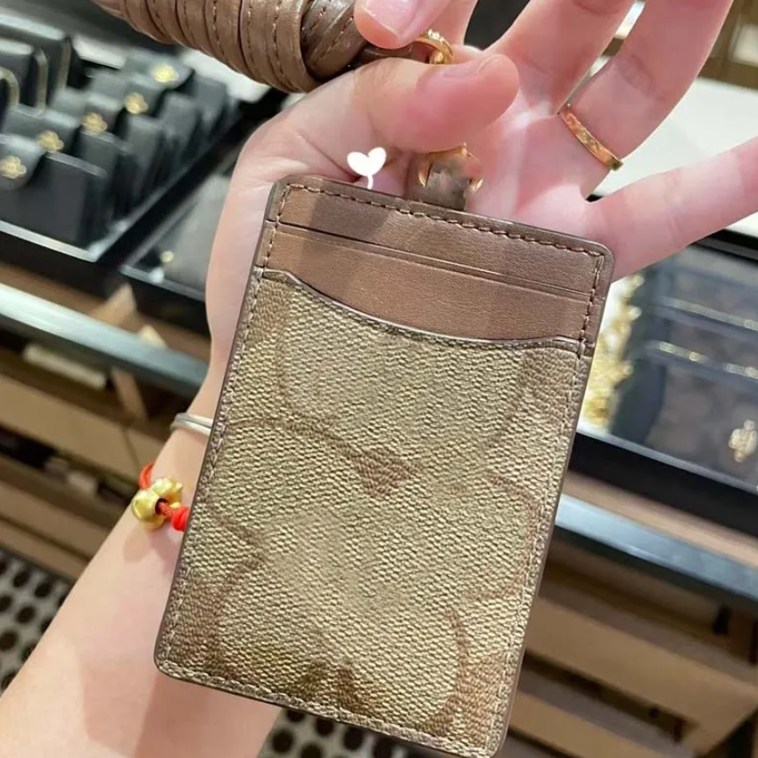 luxury necklace card holder cards clamp work permit lanyard hanging designer wallet women men neck applicable card holder leather case fashion work