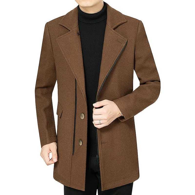 New Winter Men Fleece Wool Blends Cashmere Trench Coats Long Jackets Men Business Casual Overcoats Men Warm Long Coats Size 3XLXJ250827