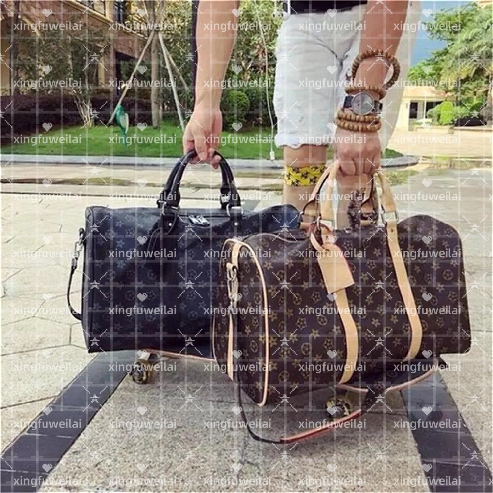 Men Duffle Bag Women Travel Bags Hand Luggage Travel Bags Men Pu Leather Handbags Large CrossBody Bags Totes Purse Crossbody Bag 55cm