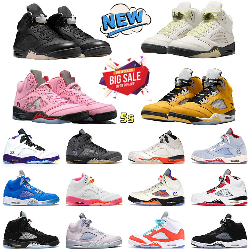 With Box 5 5s Men Basketball Shoes Fire Red Tokyo Arctic Pink Off Noir Luminous Green 35th Anniversary Black Metallic Reimagined Grape Trainers Spor