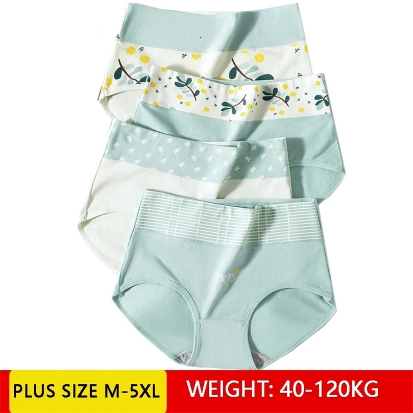 High Waist 4Pcs/Set Cotton Panties Women Body Shaper Fashion Briefs Plus Size M4XL Underwear Breathable Comfort Female Lingerie250826