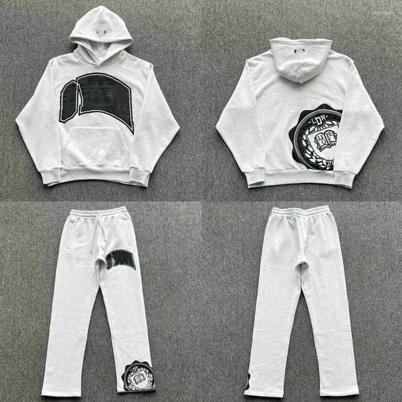 Men's Tracksuits SY-138 Jogging Streetwear Hoodies Trousers Set Centre Cee Tracksuit Men Clothing Grey Fabric Black Printed Casual Suit
