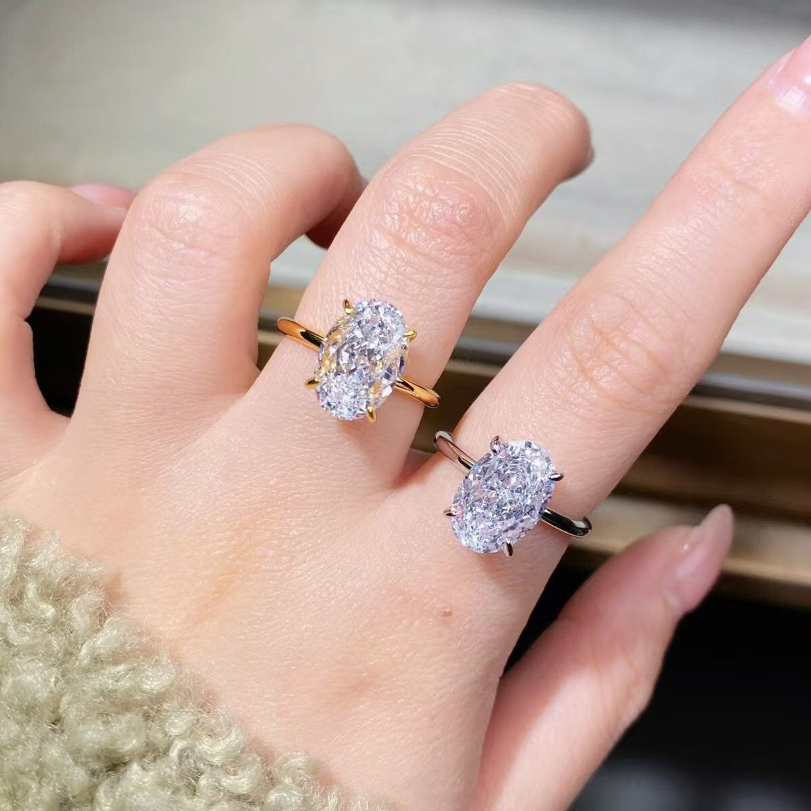 luxury designer jewelry diamond ring designer jewelry wedding ring for woman man Lab 925 sterling silver jewelry oval Cut marquise side woman rin
