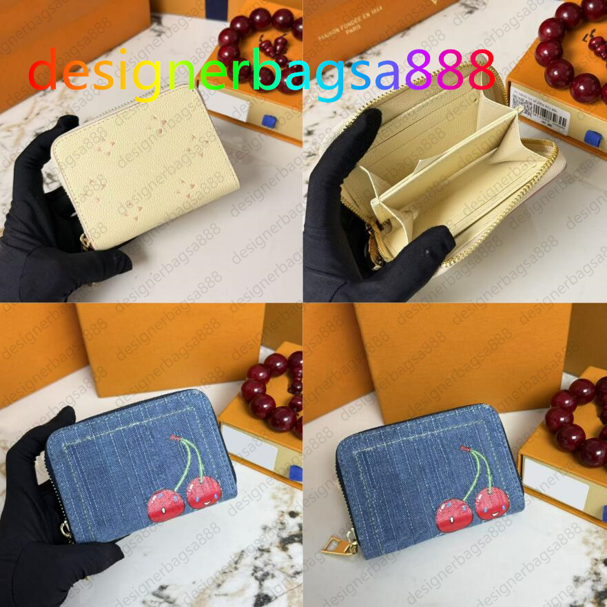 2025 Designer Zippy short Wallet Women's Zipper Brown Wallet Mono gram Canvers Leather Check Plaid Wallet card holder long busines Cream colore
