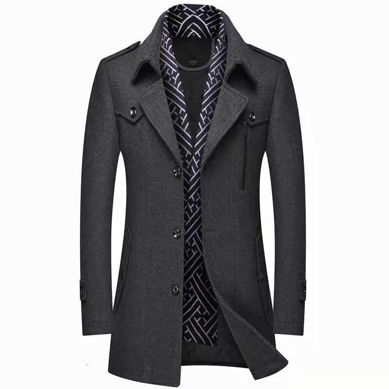 Mens New Woolen Overcoat with Scarf Collar Warm and Stylish for Autumn and Winter Ideal Outerwear for the Season Mens CoatXJ250827