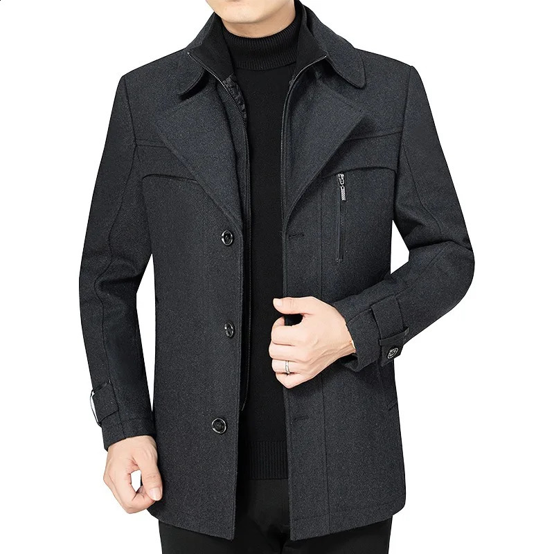 Autumn Winter Men Cashmere Trench Coats Long Jackets Man Wool Blends Overcoats Male Business Casual Jackets Coats 3XL 250827