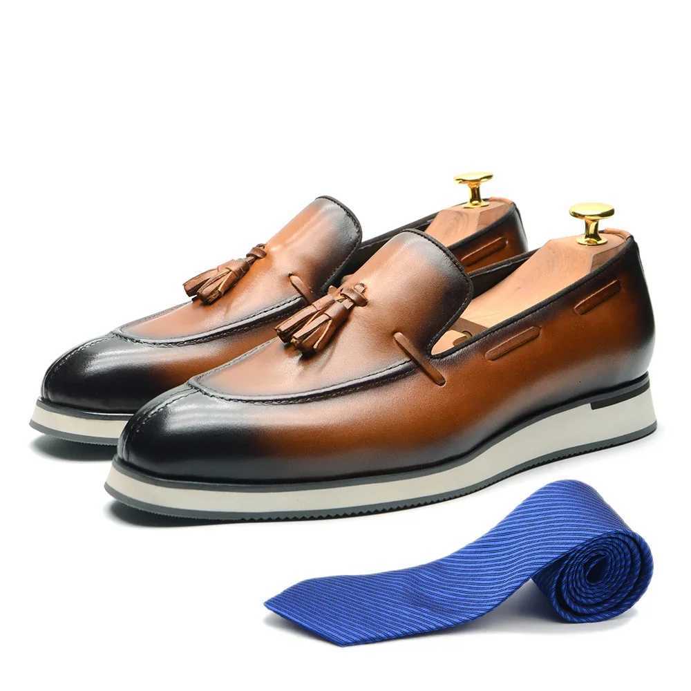 Quality Genuine Leather Mens Casual Sneakers Luxury SlipBoat Shoes Autumn Winter Tassel Loafers Flats Social Shoes for MenXJ250827