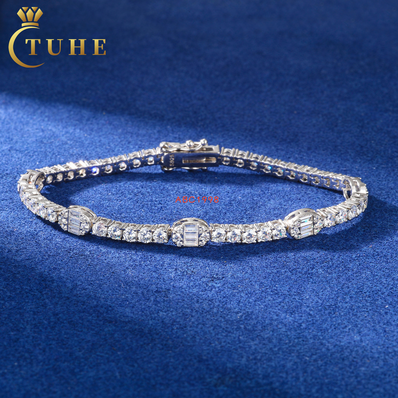 Luxury Hip Hop Jewelry Party Gifts 3mm 925 Sterling Silver Oval Moissanite Diamond Iced Out Tennis Braceletfor Men Women
