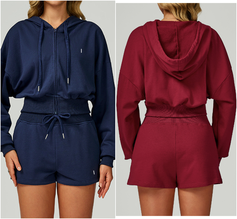 a2030 Women Yoga Outfit two pieces Suits Hoodies Short Pants Long Sleeve Cardigan Sportwear Tops Shorts Loose Trousers Sets Sport Gym Running Pant Z