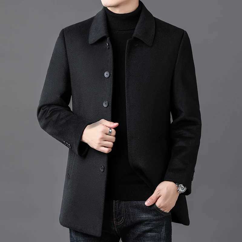 High Quality Mens Warm Woolen Coats 2025 Winter Detachable Duck Down Liner Windbreaker Jacket Outerwear Thickened Top Wool OvercoatXJ250827