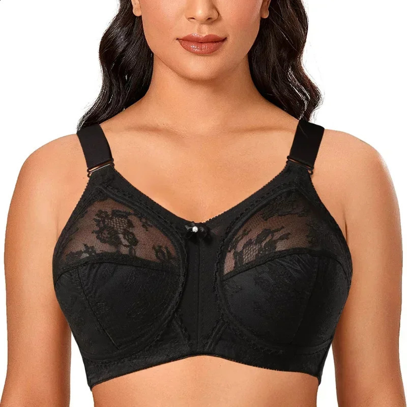 Big Minimizer Bras Large Size Lace Bra Women Sexy Unlined Full Coverage Ultra Thin Wireless Adjustedstraps Underwear Sujetador250827