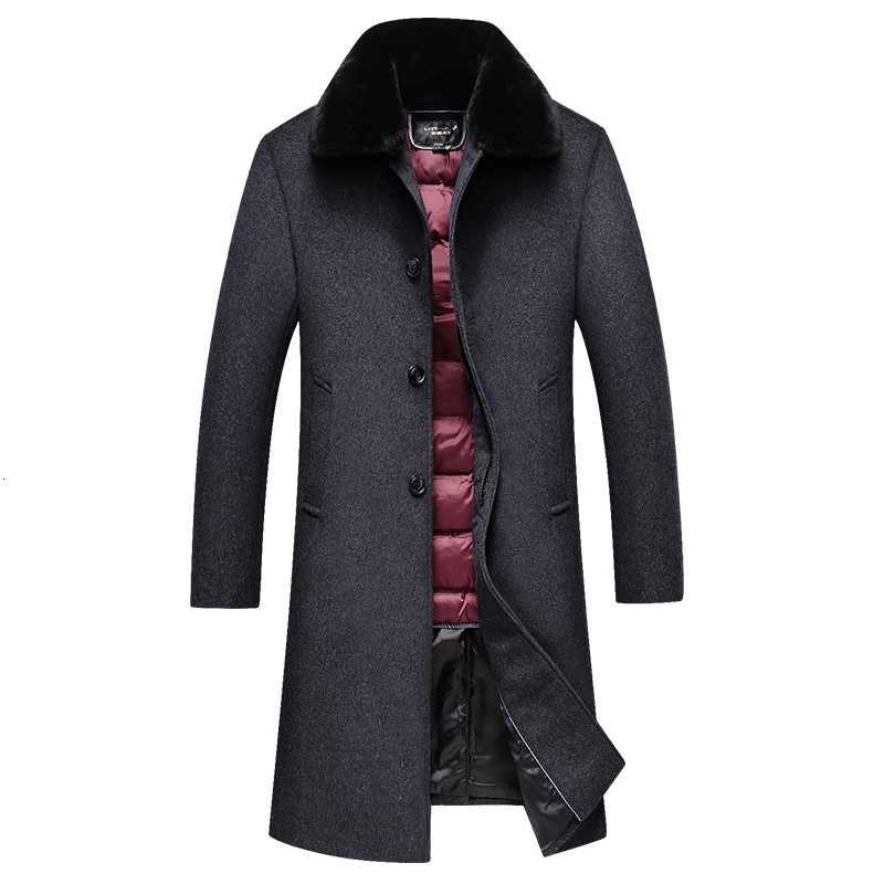 2024 AutumnWinter New Woolen Coat Medium Long Mens High Quality Down Inner Tank Warm and Fashionable Versatile Woolen TopXJ250827
