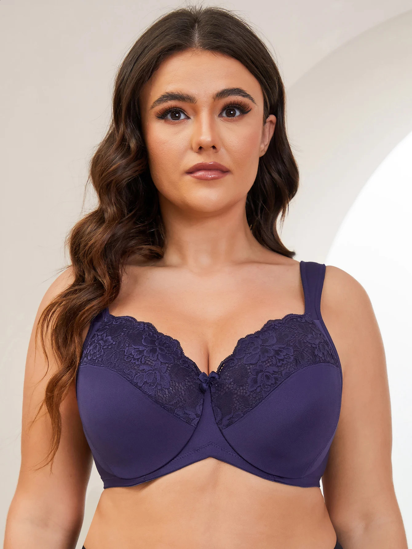 Womens Full Coverage Underwire Bra Minimizer Plus Size Lace Comfortable Cushion Strap250826