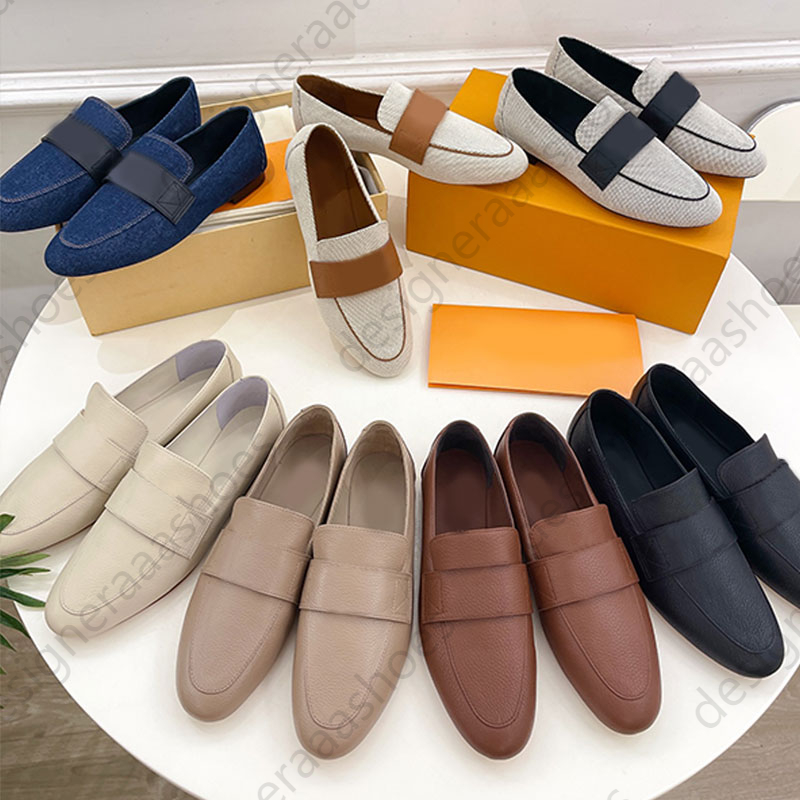 Open-Back Loafer Women Designer Shoes Luxury Loafers Mule Slides Slippers Leather Mules Baotou Flat Sandals Room Woman Dress Shoes Seasons Casual Sl