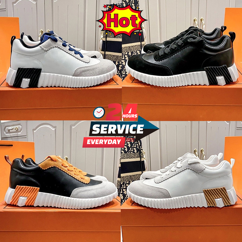 Bouncing Sneakers Designer Suede Casual Shoes For Men Women Leather Runing Shoe Black Orange White Brown Mens Womens Non-Slip Rubber Sole Flat Train