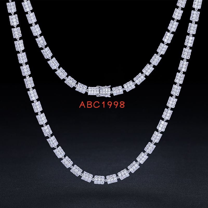 2023 New Arrival Hip Hop Jewelry Punk Style 7mm 925 Sterling Silver VVS Moissanite Diamond Iced Out Link Chain Necklace