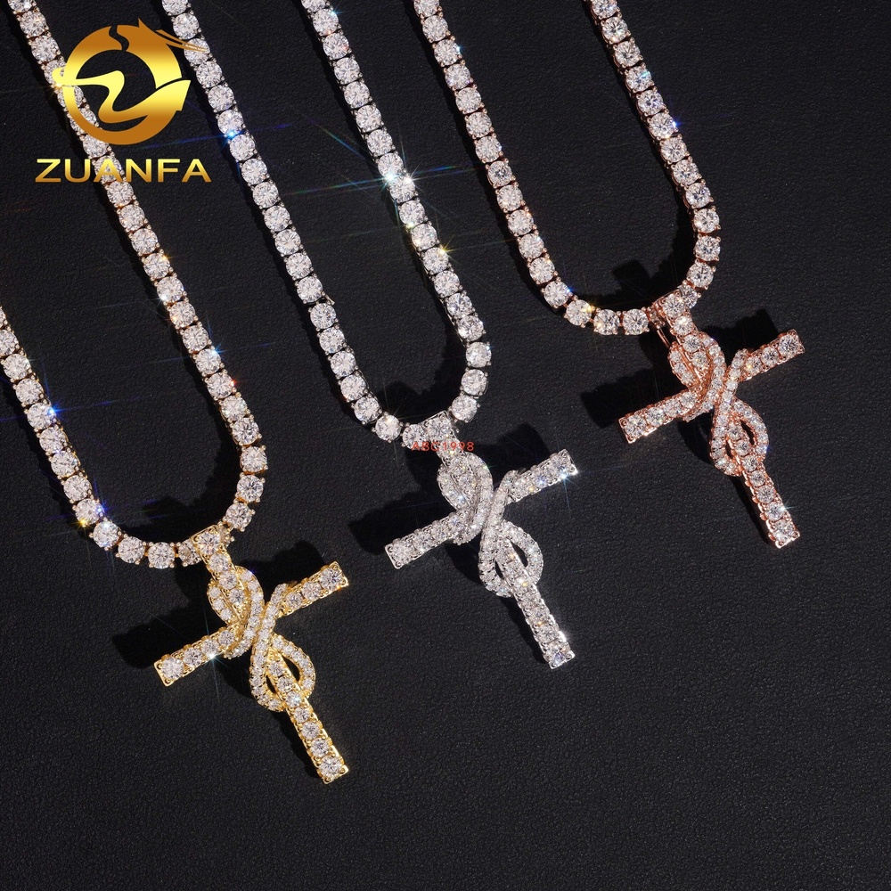 Moissanite Jewelry Charms Cross Iced Out 925 Silver Hip Hop VVS Diamond Pendant for Necklace