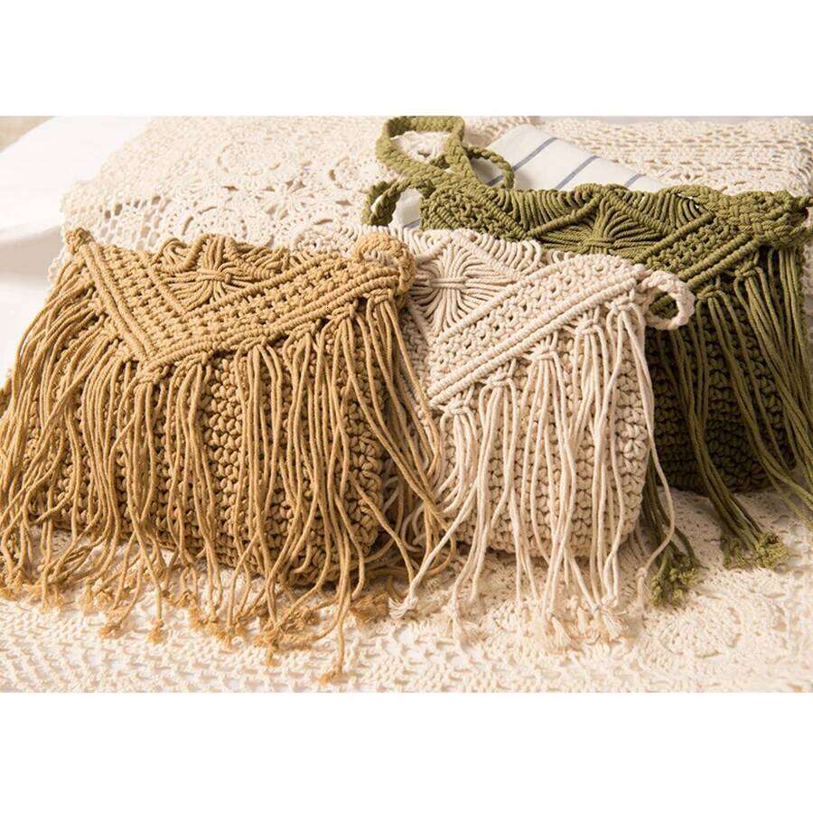 Designer Bags Simple Tassel Crossbody Retro Shoulder Cotton Thread Woven Summer Hollow Out Beach Bag Travel Knitting Shopper Handbags Luxury Bag