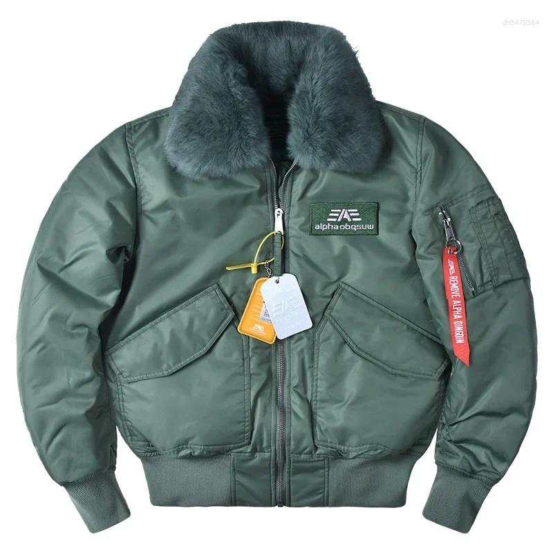 Men's Jackets Winter 45P Cotton-padded Flight Bomber Jacket Men Casual Coat Detachable Fur Collar Loose Baseball Military Tactical Coats