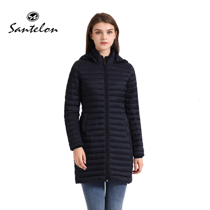 SANTELON Winter Women Loose Long Parka Coat With Detachable Hood Female Soild Ultralight Portable Warm Padded Cotton Outwear 250826