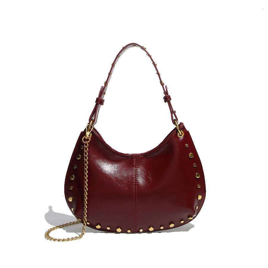 Designer Bags Street Punk Riveted Adjustable Single-Shoulder Women's Crossbody Saddle Wholesale Crescent Armpit Bag Chains Purse Handbags Luxur