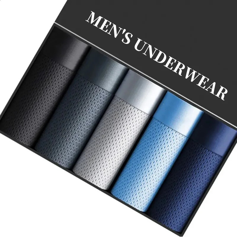 5Pcs/Lot Mens Underwear Mens Business Ice Silk Mesh Underwear Summer Cool Sexy Breathable Antibacterial Underwear Large Size250826