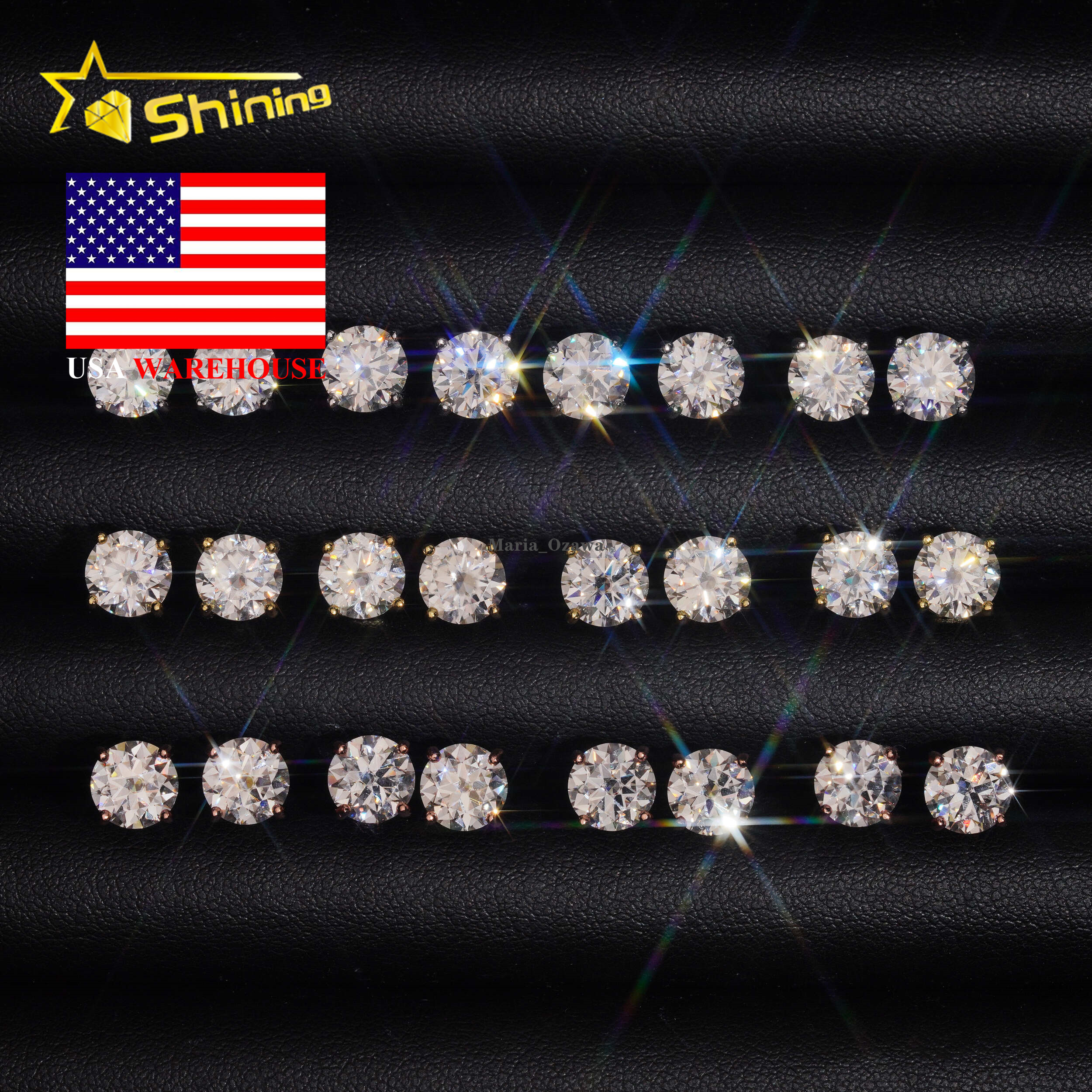 Hot Wholesale Jewelry 925 Sterling Silver Round Cut 7mm Earrings Cluster Small Studs for Making Vvs Miossanite Iced Out