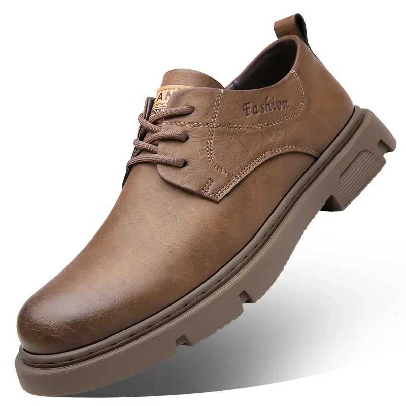 Cow Leather Autumn Platform Shoes for Men Fi Casual New Designer Derby Shoes Male Low Top Work Ankle Boots MenXJ250827