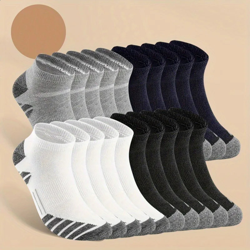 10 Pairs Cool Men Black White Four Seasons Cotton Sock Set Male Solid Color Breathable Sports Running Big Size Socks For Men250827
