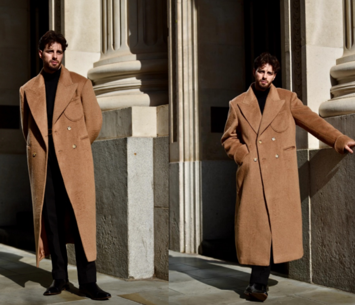 Fashion Men's Wool Coat Double Breasted Woolen Coat Slim Fit Mid-length Autumn Winter Out-Wear Warm Collection Customized
