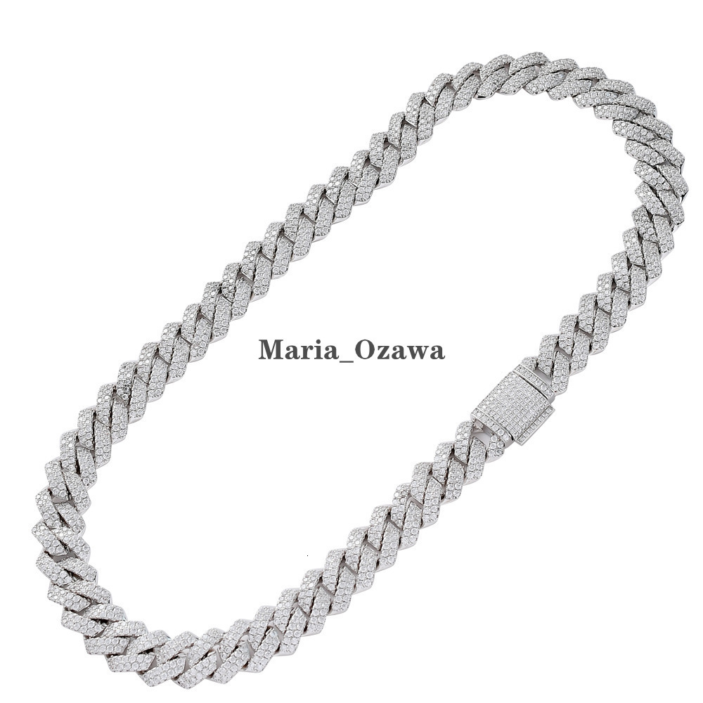 Hot Sale Hiphop S925 VVS Moissanite Cuban Link Chain 2 Rows Wide Real Cuban Chain for Necklaces