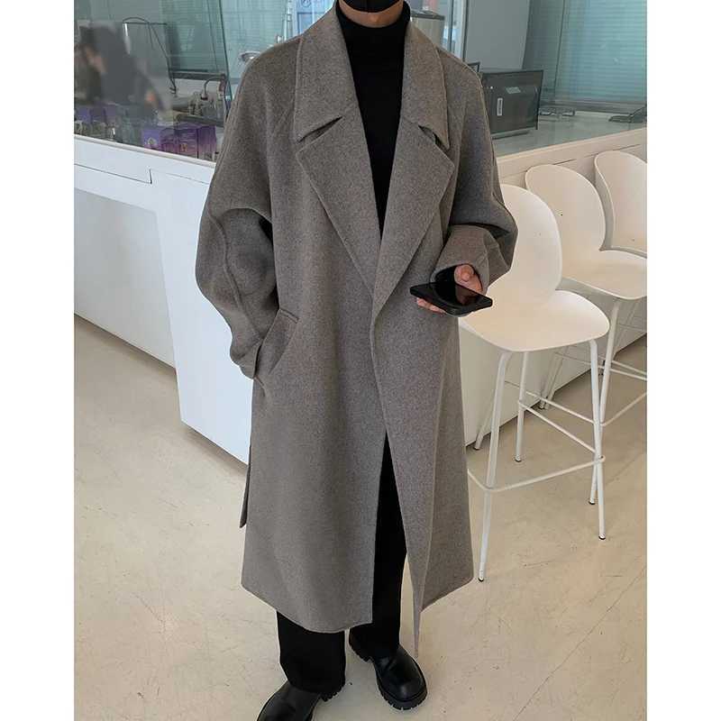 Buttonless Loose Casual Mens Solid Color HighQuality Warm Autumn and Winter Woolen Coat for Daily Business and Casual WearXJ250827