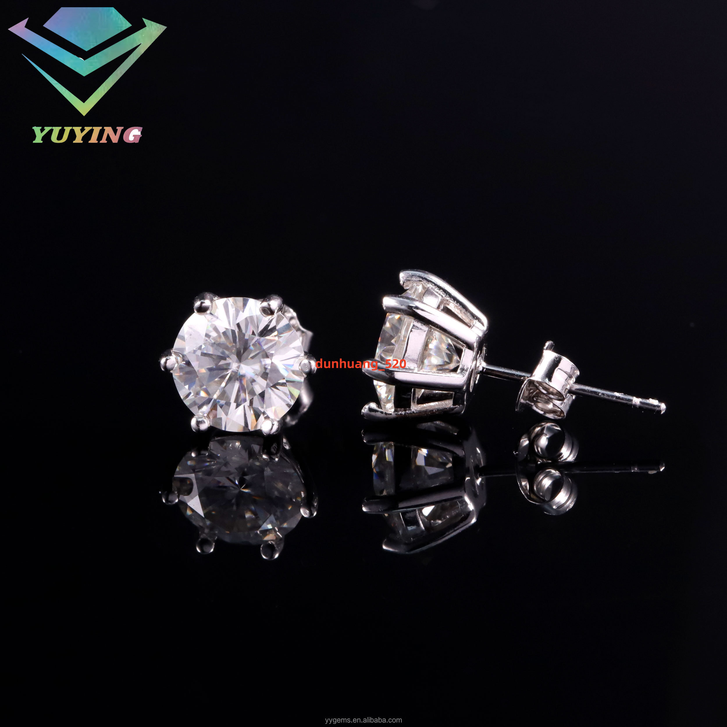 Wholesale 4mm8mm Moissanite Stud 925 Sterling Silver 19K Gold Plated Jewelry GRA VVS Moissanite Diamond Earring for Men Women