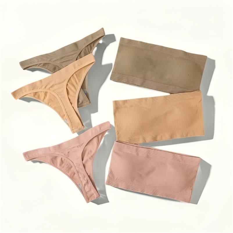 Women Strapless Bra And Panties Set Push Up Bra High Waist Thong Seamless Underwear Sexy Tube Bra Female Sexy Lingerie Set250827