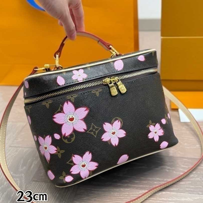 Cosmetic Bags Cases vanity bag Makeup Bag takashi murakami Cherry Blossoms Cosmetic Box pink Crossbody Handabgs Women large capacity zipper men trav
