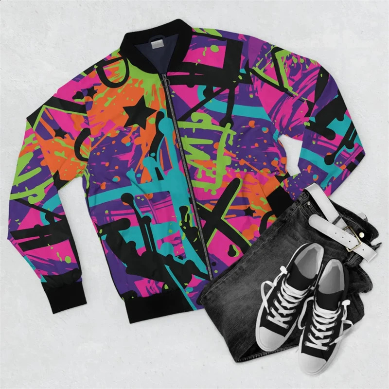 Harajuku Y2K Zipper Golf Coat For Men Fashion Bomber Jacket Stripe Mens Pullovers 3d Jersey Sweatshirt Long Sleeve Jackets 250827