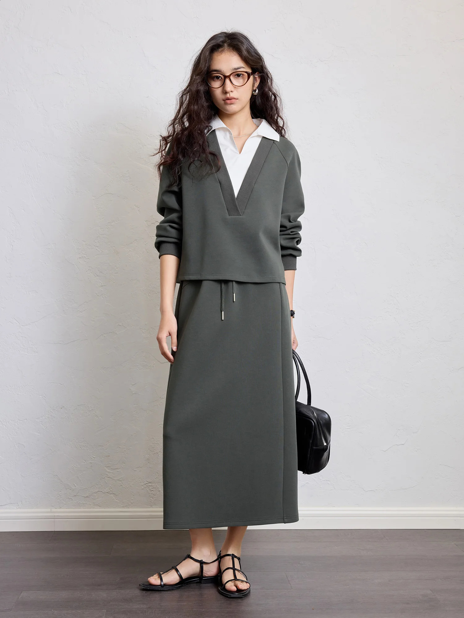 ZIQIAO Sweater Skirt Fashion Suit For Women Spring n Casual Twopieces Pullover Chic Outfit 25ZQ91170 250827