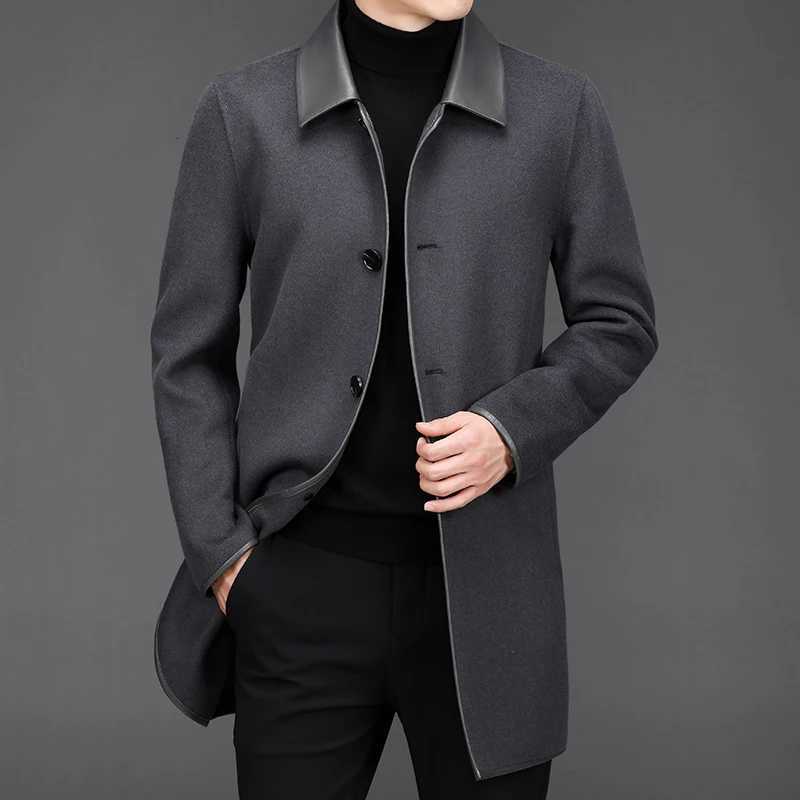 Mens Casual Wool Trench Coat 2024 New Arrival Winter Jacket Men Fashion Woolen Coat Men Dress Jacket Full Size M4XLXJ250827