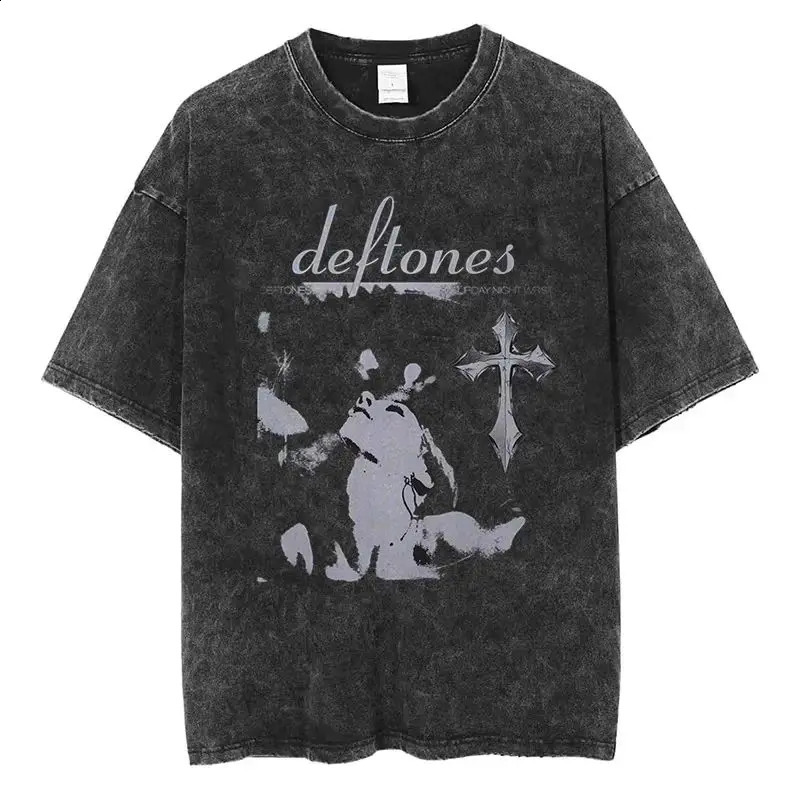 Hip Hop Deftones Washed Short sleeved round neck Y2k Tshirt Men Clothing in Top Tees Mens TShirt Camisetas 61356 250827