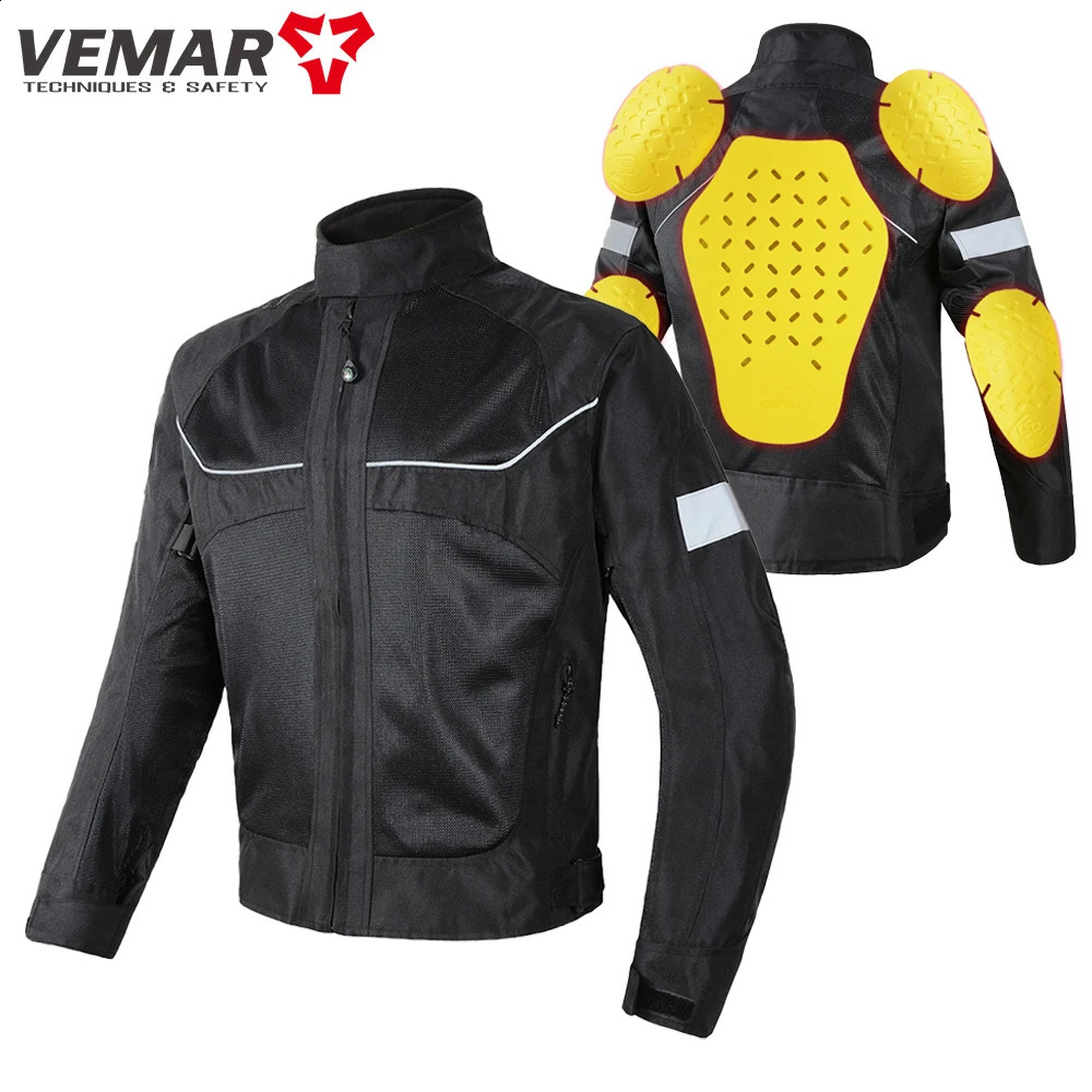 Men Woman Summer Breathable Motorcycle Jacket Night Reflective Motorbike Riding Coat with 5pcs Protective pads M5XL 250827