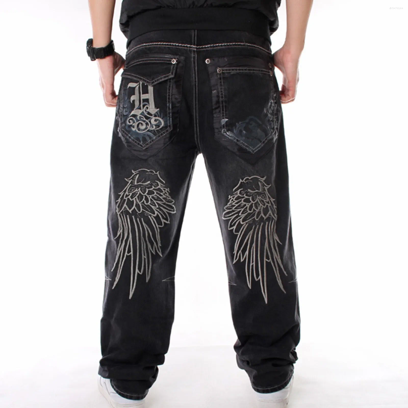 Men's Jeans Male Denim Pants Street Trend Loose Hiphop Dance Print Casual Straight Tube Wide Leg Wash High Quality