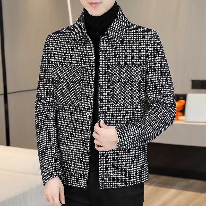 Brand Winter Plaid Woolen Jackets Men Fashion Thick Warm Casual Business Trench Coat Social Streetwear Overcoat Men ClothingXJ250827