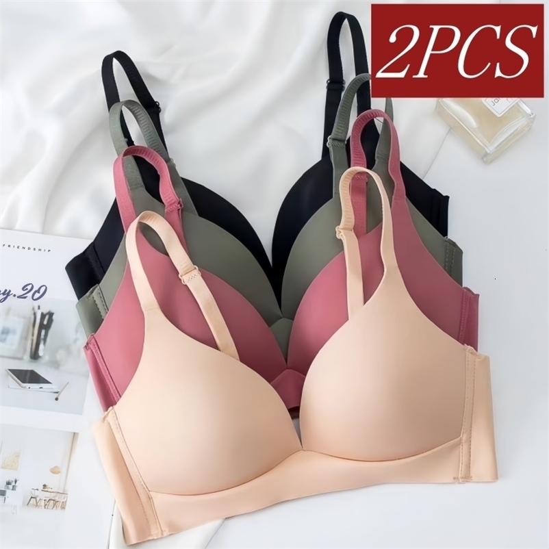 2Pcs/Set Seamless Bras For Women Glossy Underwear 3/4 Cup Push Up Bra Nonwire Bralette Japanese Female Sexy Lingerie SXXL250827
