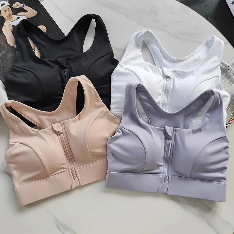 Womens High Impact Front Zipper Sports Bra Shockproof Quick Dry Yoga Top Running Vest Fitness Adjust Gym Underwear250827