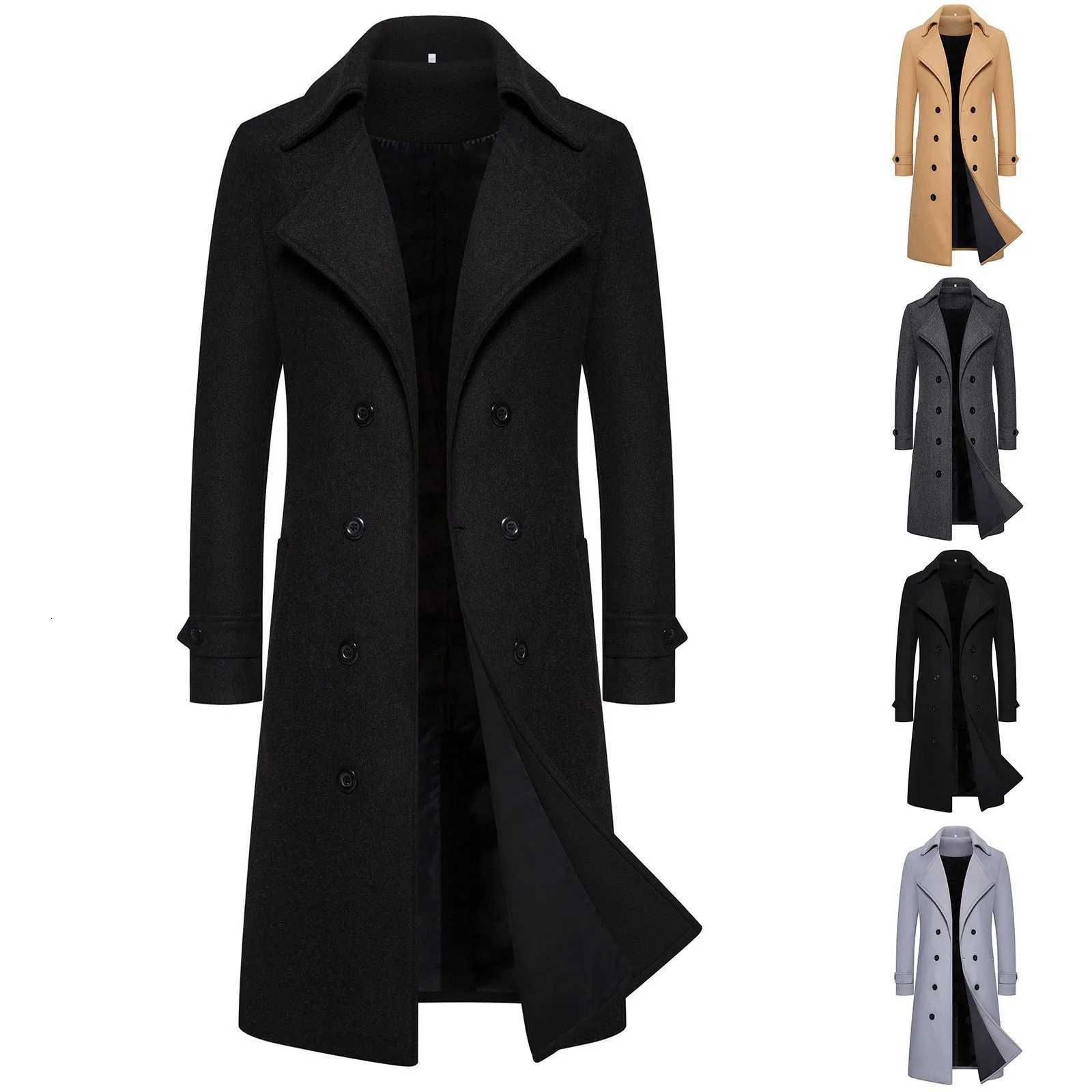 Unisex Long Wool Coat Trend Fashion DoubleBreasted Elegant Windbreaker Woolen Jackets Autumn Daily Classic AllMatch Slim CoatXJ250827