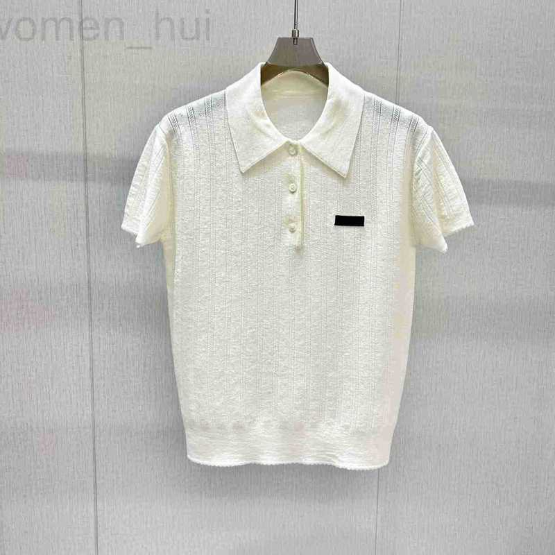 Women's T-Shirt designer High-End Light Luxury Clothing Spring Summer Polo Collar Short Sleeve Cashmere Silk Blend Knitted Sweater Versatile Co