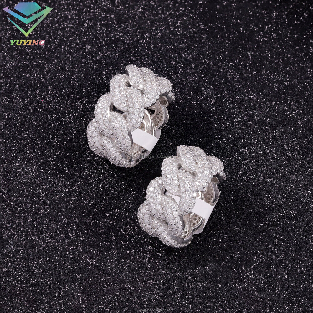 Fashion Full Iced Out Diamond Cuban Ring 925 Sterling Silver Ring for Men 100% Pass Tester VVS Moissanite Hip Hop Cuban Ring