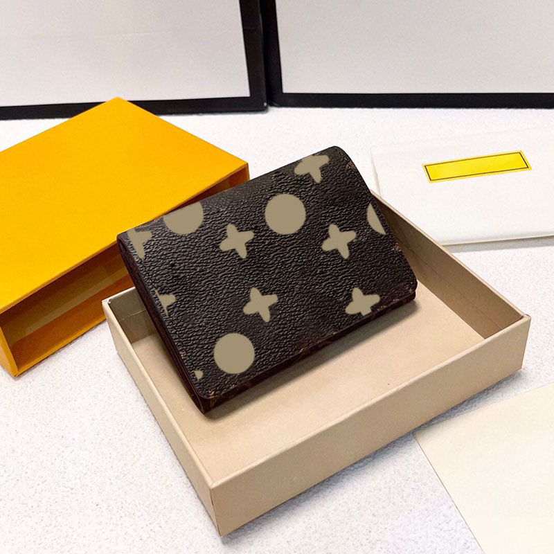 Business Card Purse For Women Full Letters High Quality Foldable Short Wallet Luxury Commute Essential Hasp Mini Card Bag With Box
